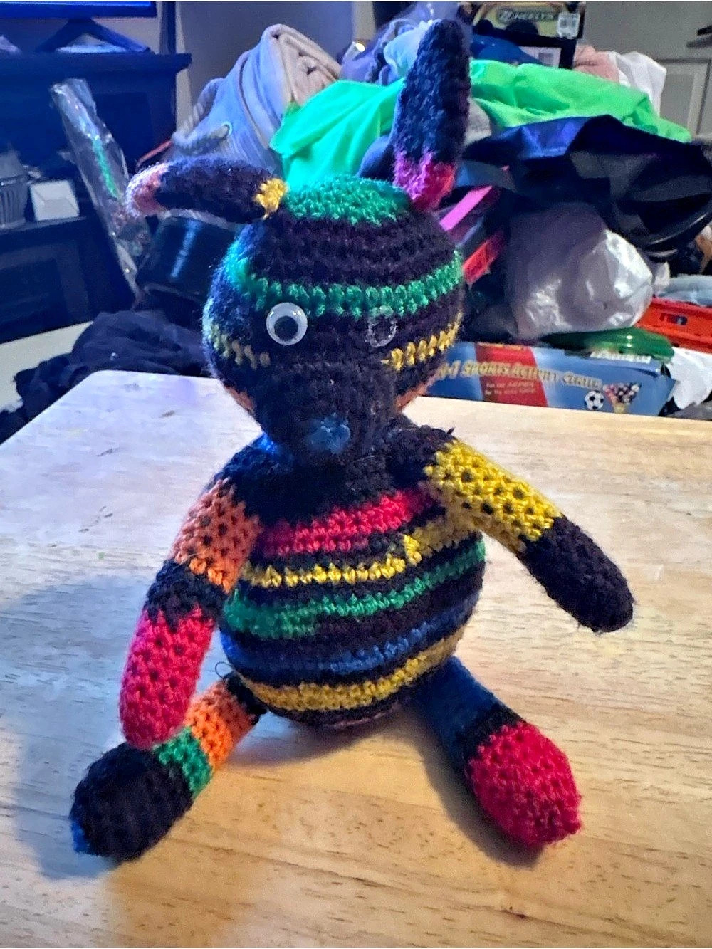 Handmade “scrappy" crochet bunny amigurumi plush toy